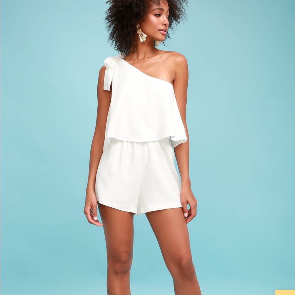Lulus White One-Shoulder Romper